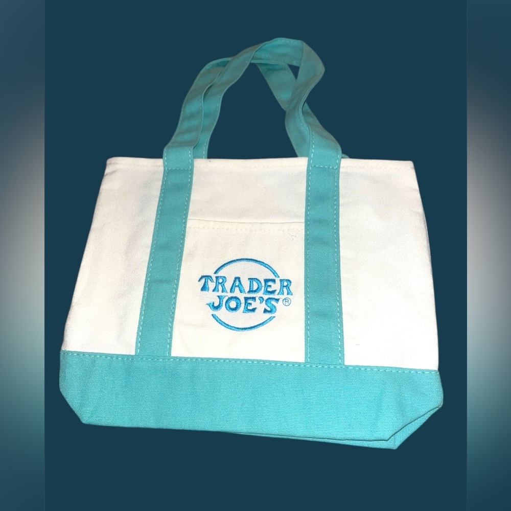 *new* Trader Joe's Green & White Mini Canvas Tote Bag